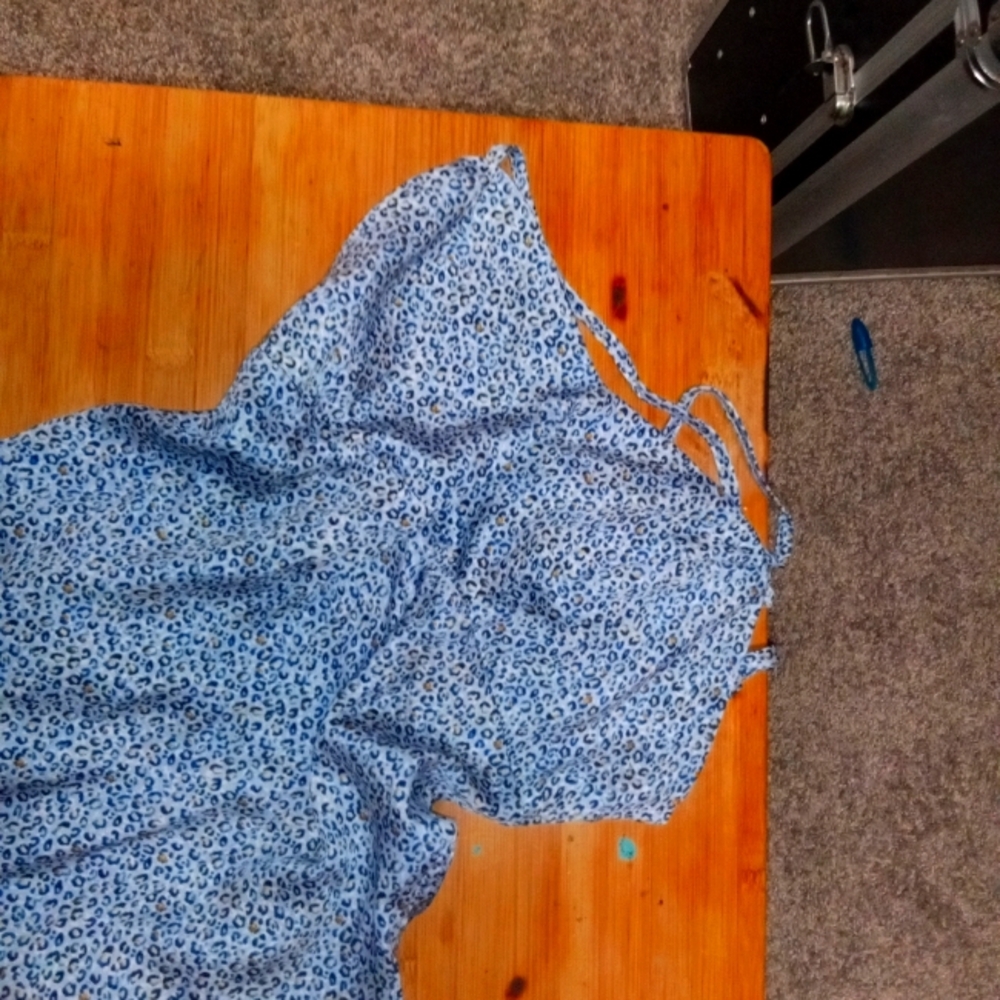 Strappy blue leopard print dress